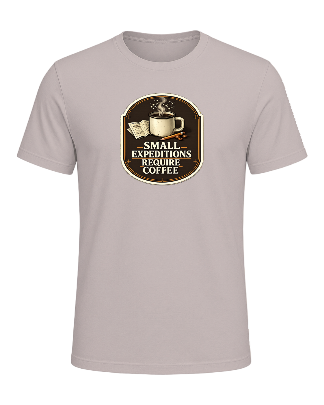 Small Expeditions Require Coffee Tee — Heather Cool Grey