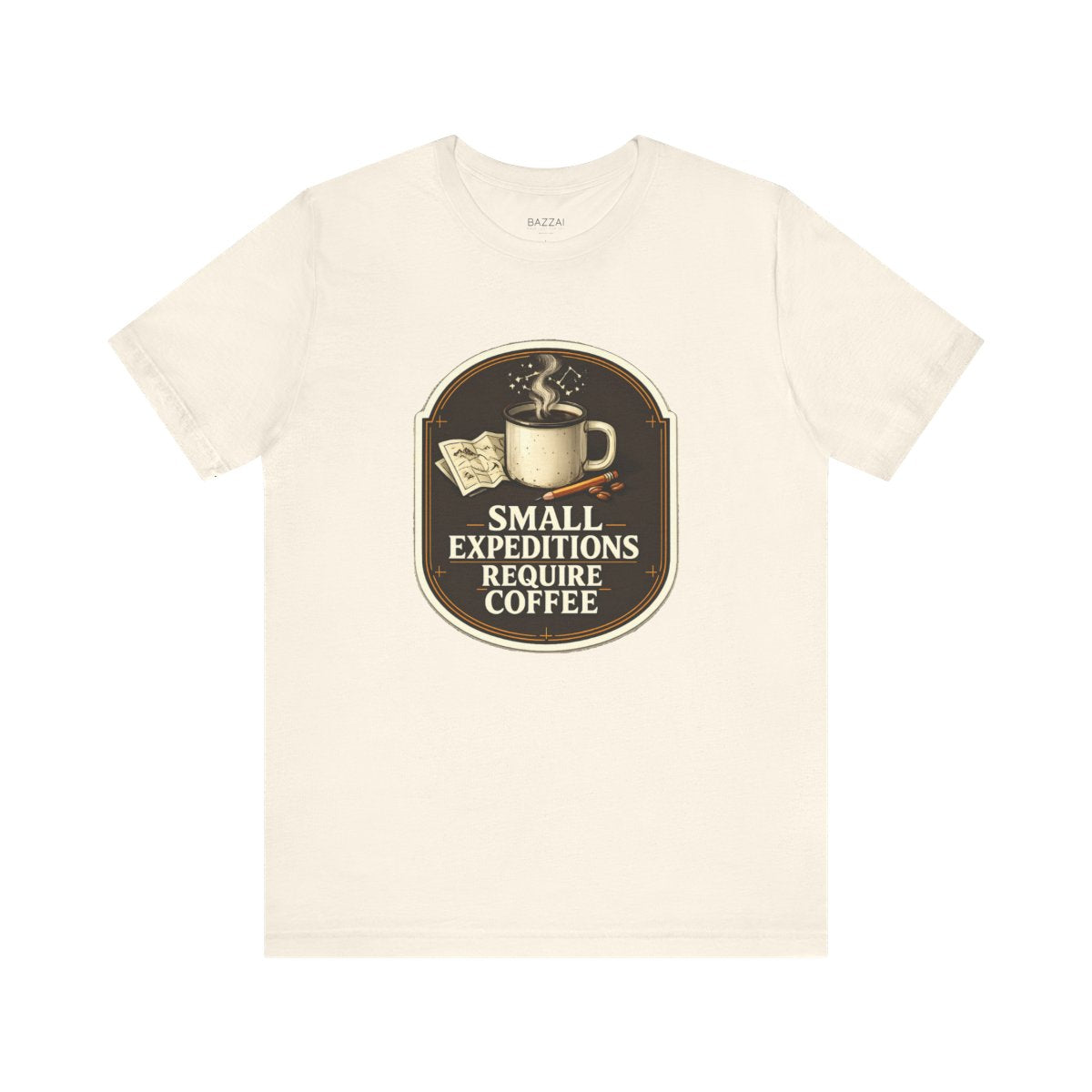 Adventure Coffee T-Shirt — Small Expeditions Require Coffee — coffees t-shirt design by Sol