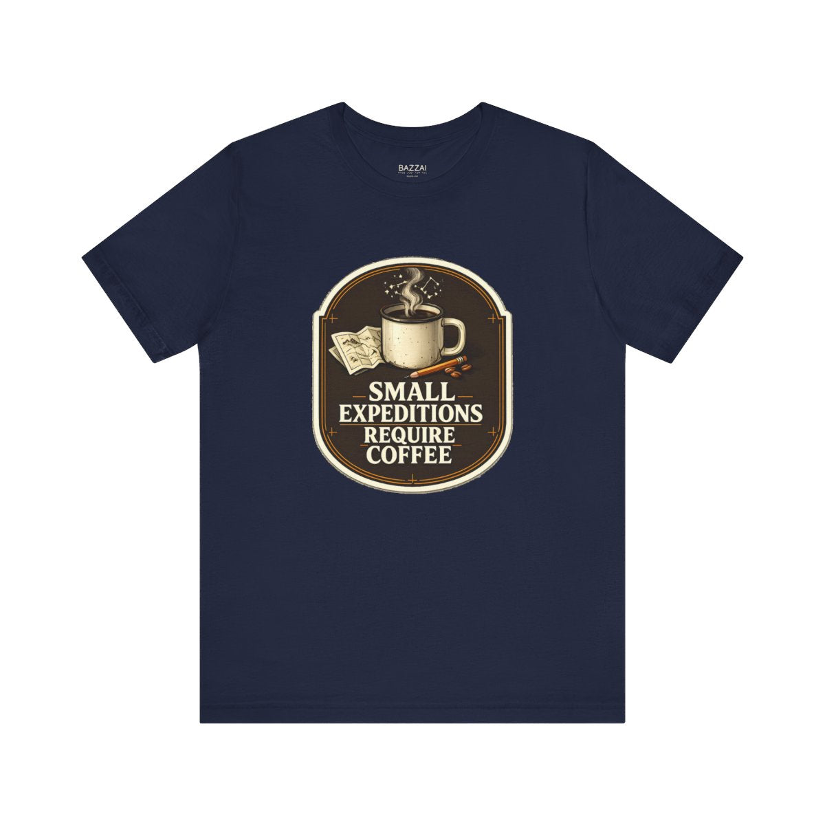 Adventure Coffee T-Shirt — Small Expeditions Require Coffee — coffees t-shirt design by Sol