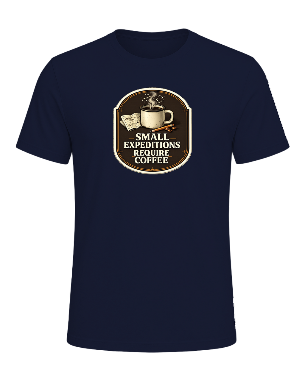 Small Expeditions Require Coffee Tee — Navy