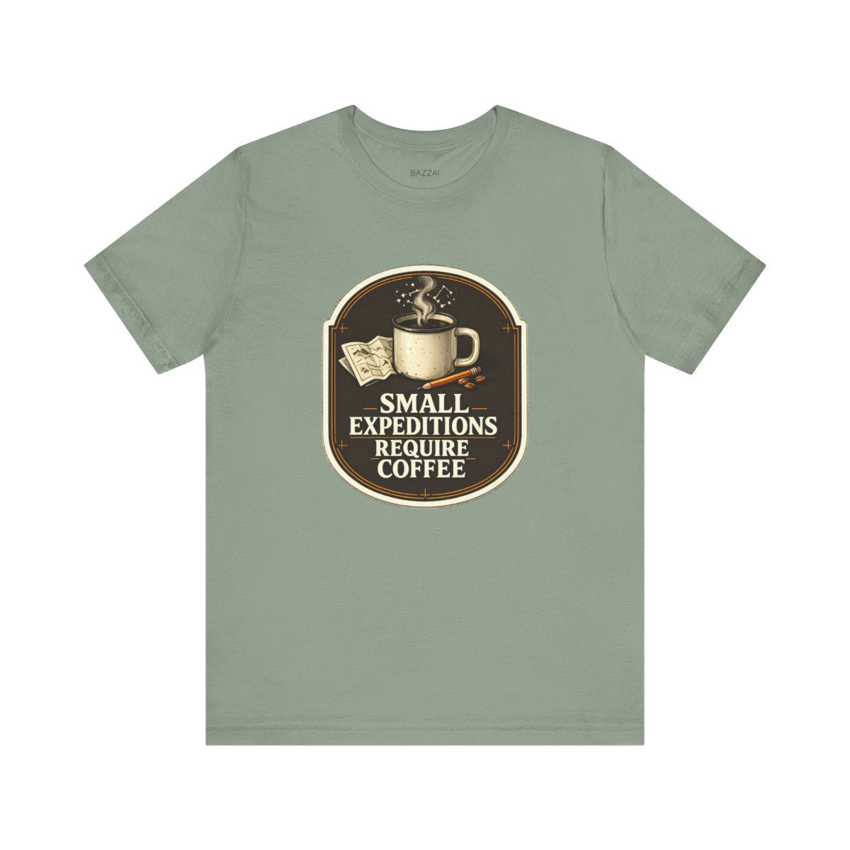 Adventure Coffee T-Shirt — Small Expeditions Require Coffee — coffees t-shirt design by Sol