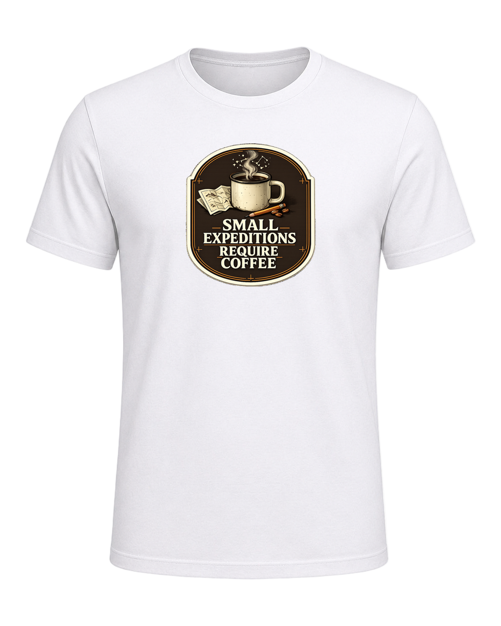 Small Expeditions Require Coffee Tee — White