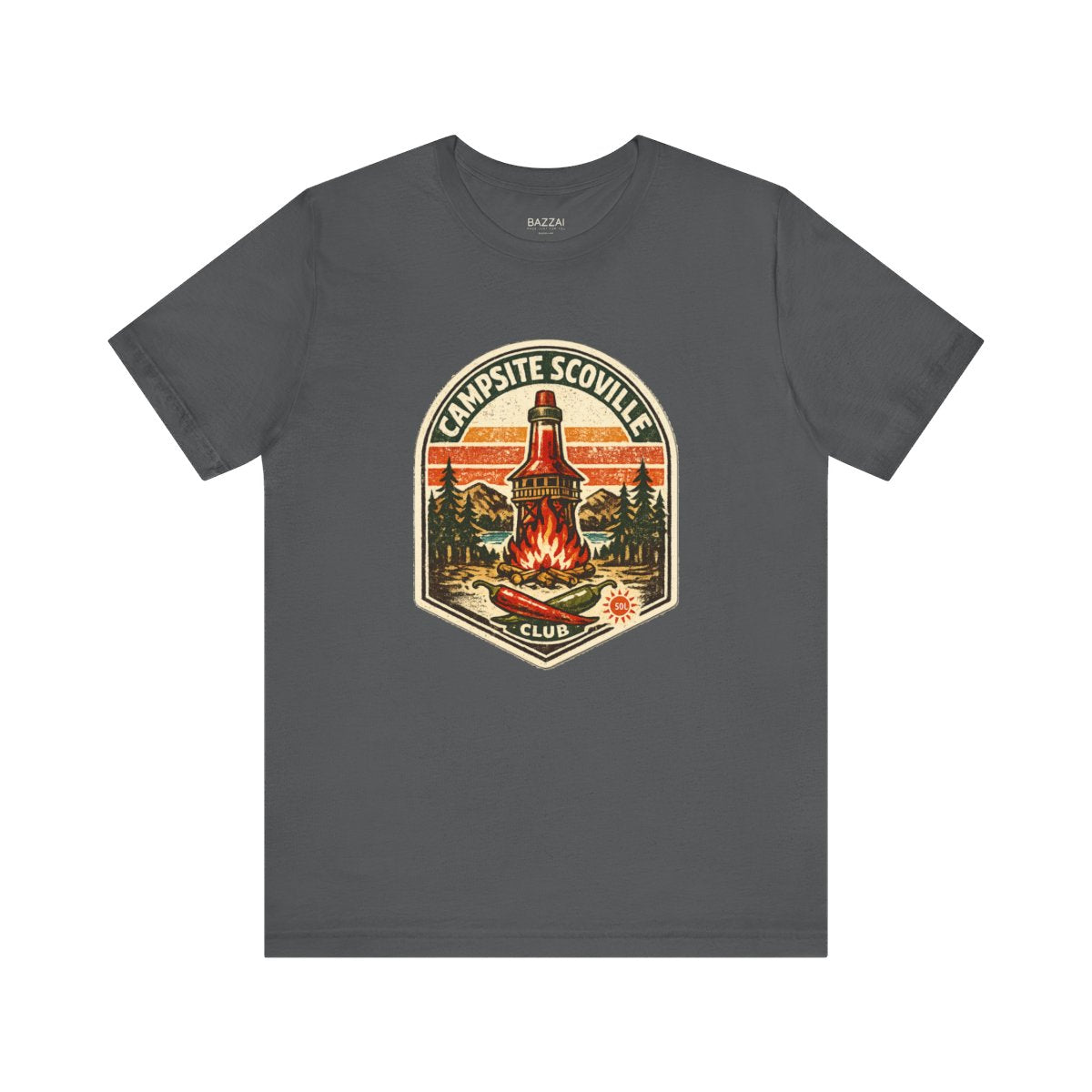 Camping Hot Sauce Gift T-Shirt — Campsite Scoville Club — t-shirt design by Sol