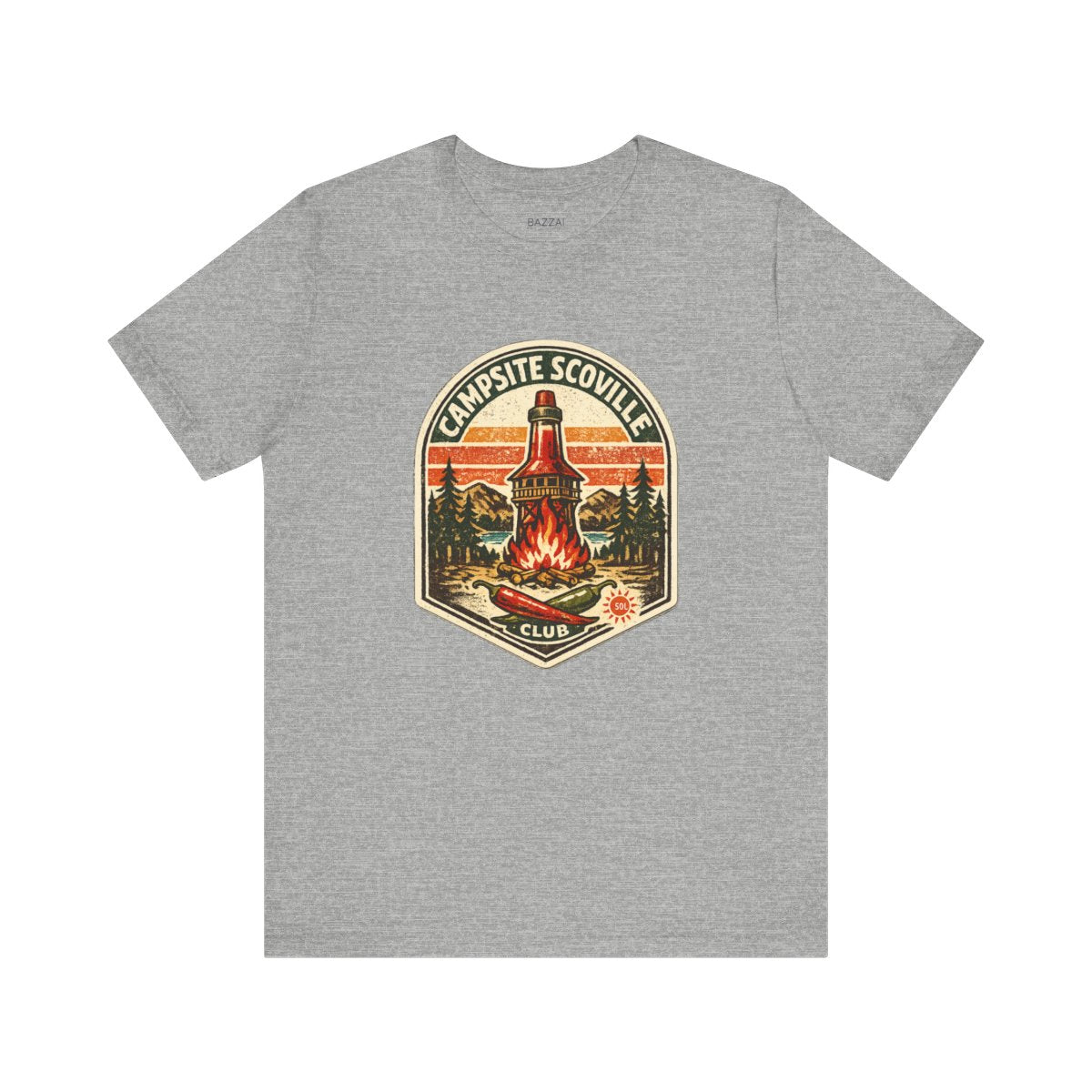 Camping Hot Sauce Gift T-Shirt — Campsite Scoville Club — t-shirt design by Sol