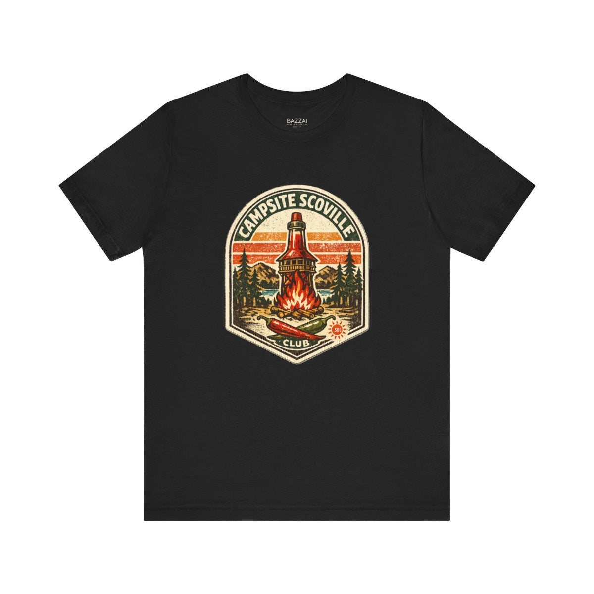 Camping Hot Sauce Gift T-Shirt — Campsite Scoville Club — t-shirt design by Sol