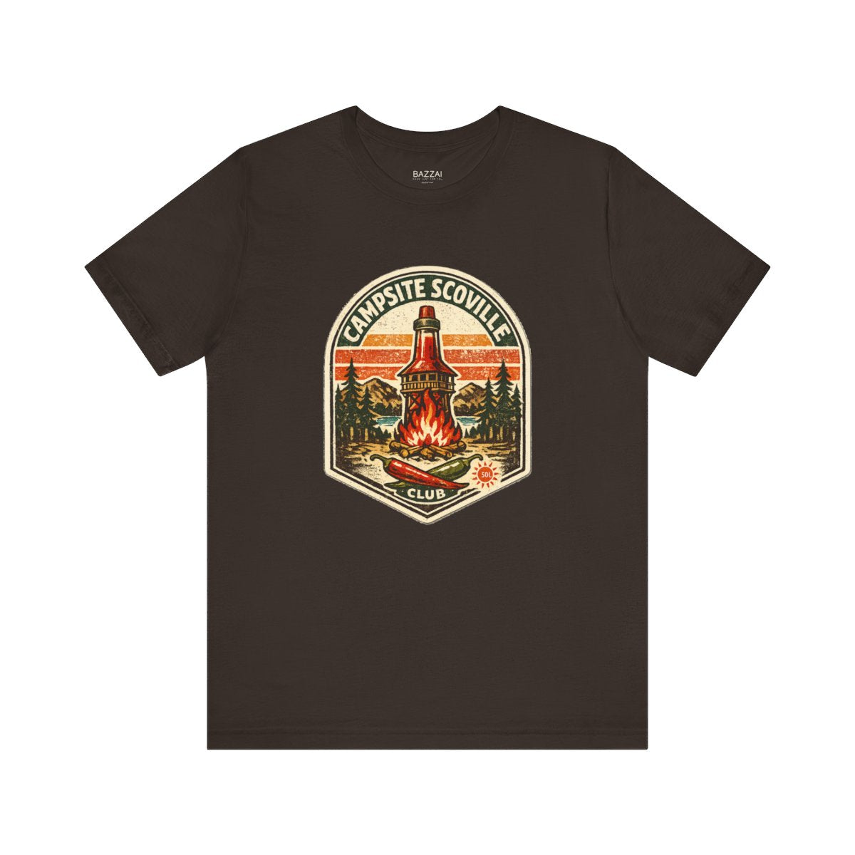 Camping Hot Sauce Gift T-Shirt — Campsite Scoville Club — t-shirt design by Sol
