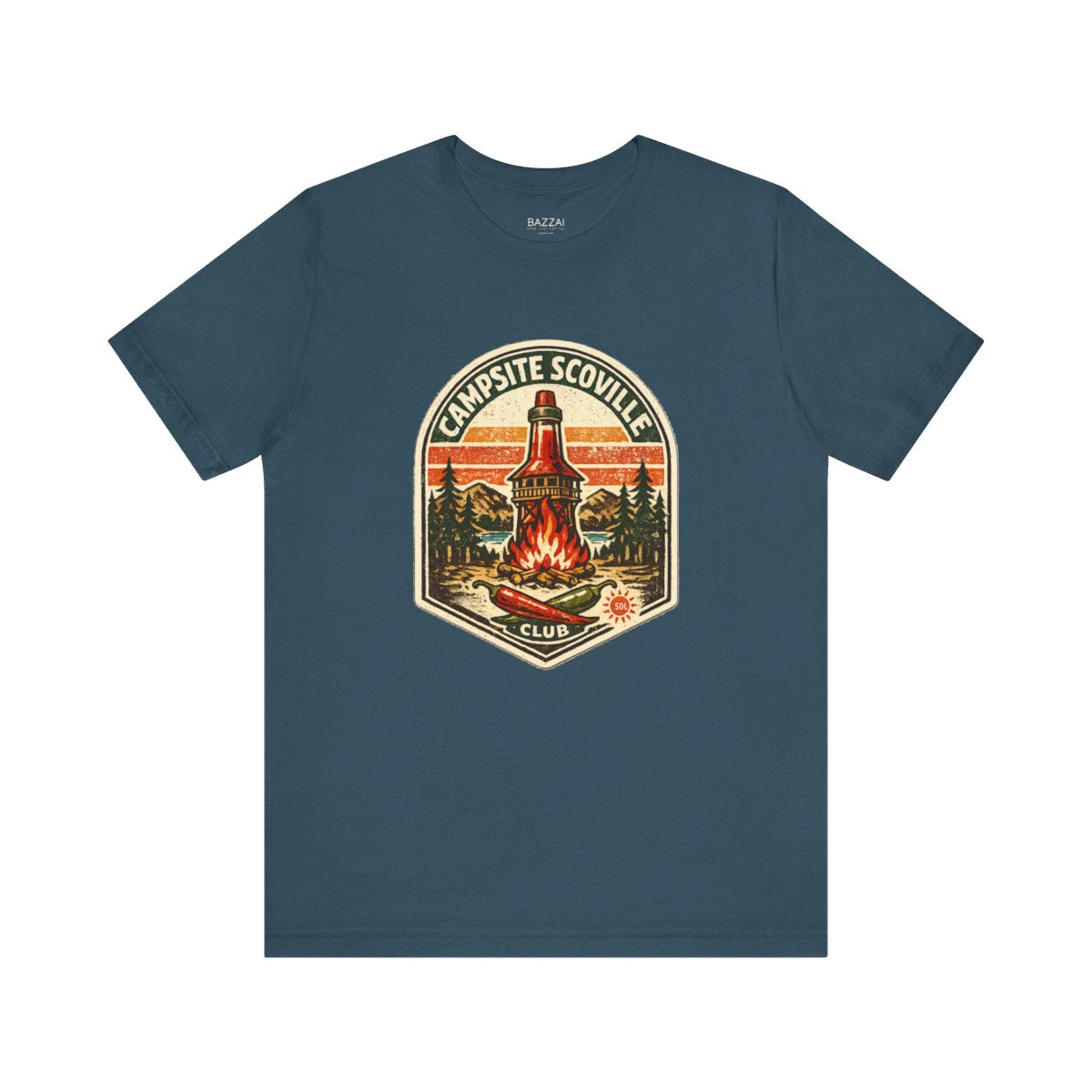 Camping Hot Sauce Gift T-Shirt — Campsite Scoville Club — t-shirt design by Sol