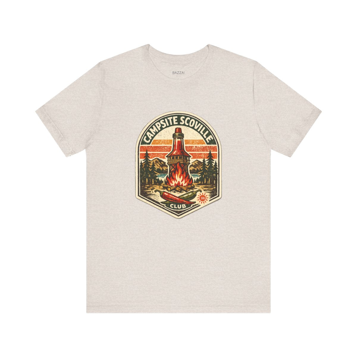 Camping Hot Sauce Gift T-Shirt — Campsite Scoville Club — t-shirt design by Sol