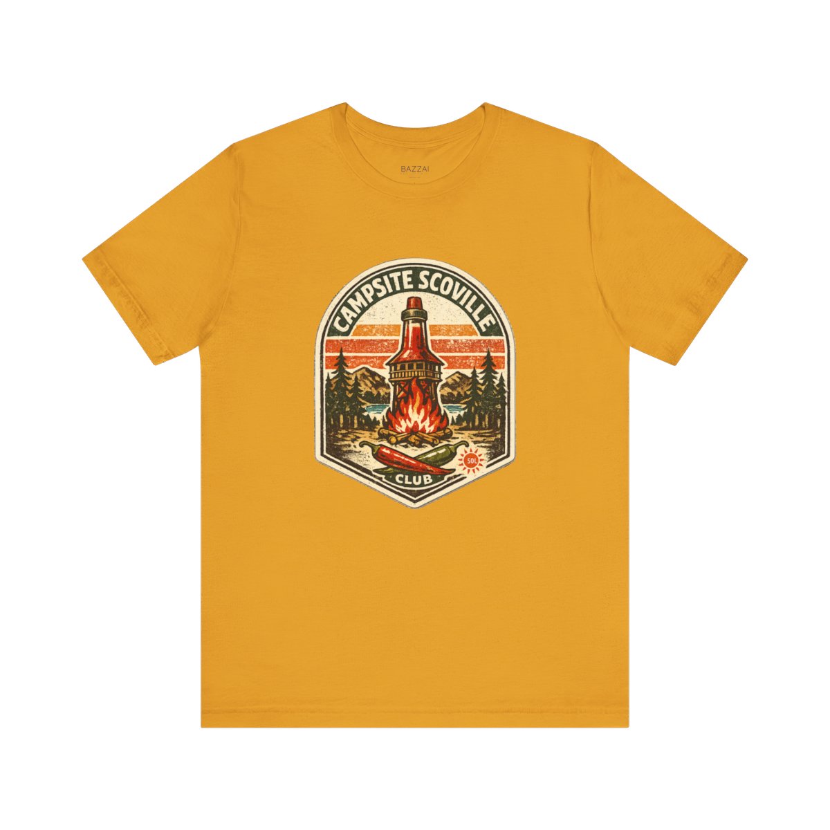 Camping Hot Sauce Gift T-Shirt — Campsite Scoville Club — t-shirt design by Sol