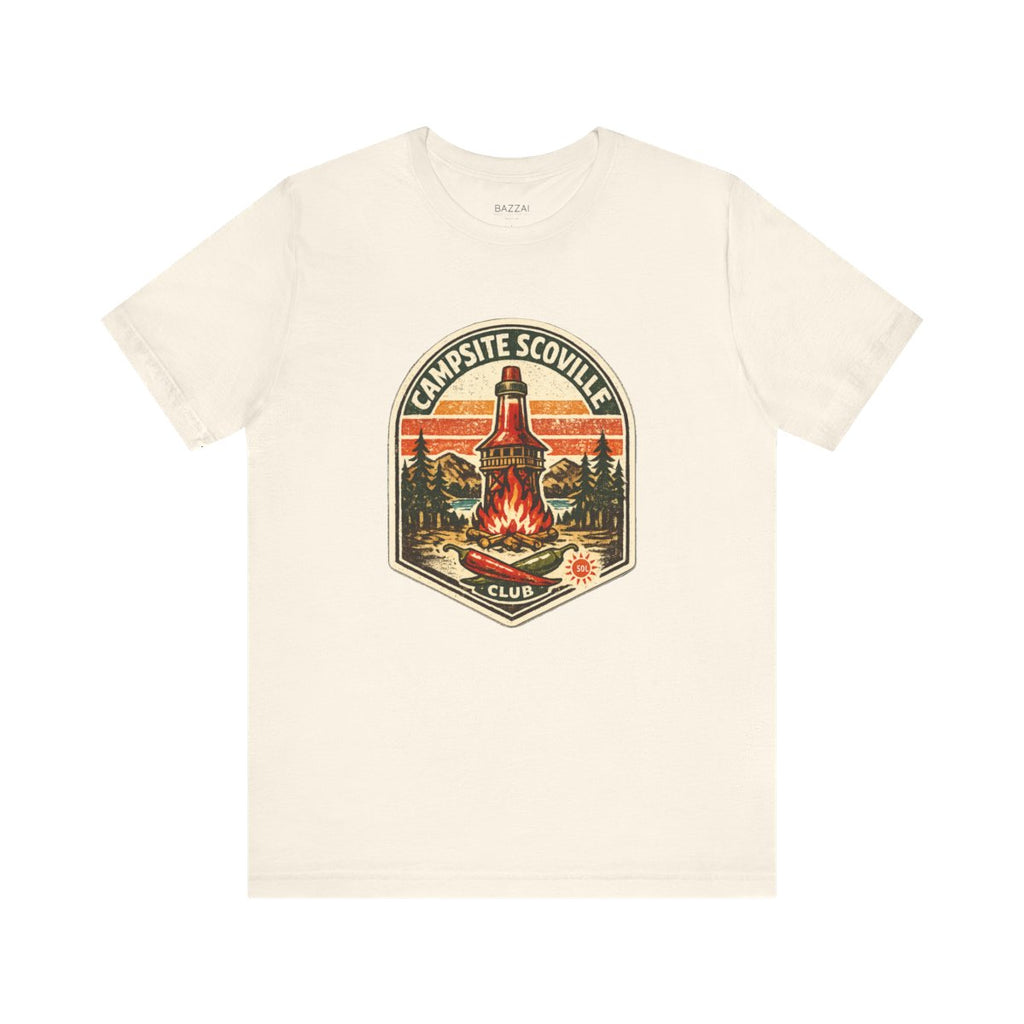 Camping Hot Sauce Gift T-Shirt — Campsite Scoville Club — t-shirt design by Sol