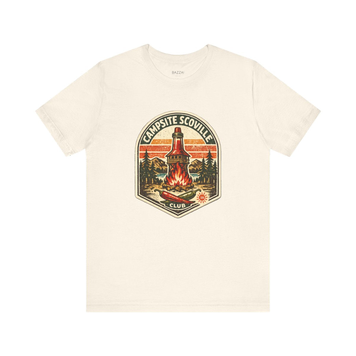 Camping Hot Sauce Gift T-Shirt — Campsite Scoville Club — t-shirt design by Sol