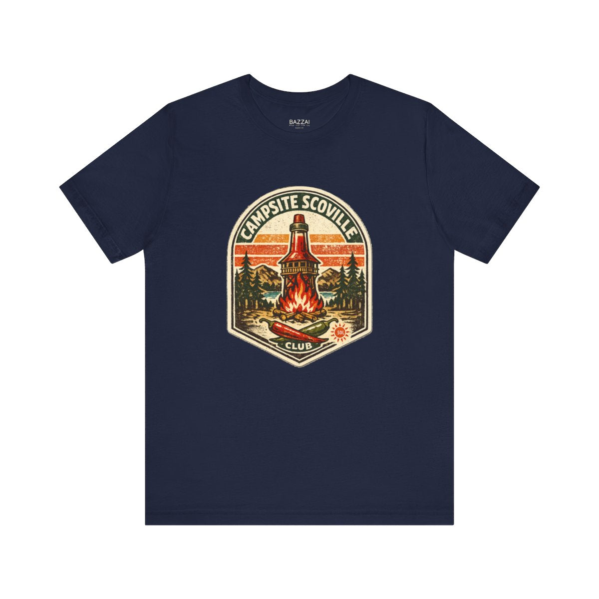 Camping Hot Sauce Gift T-Shirt — Campsite Scoville Club — t-shirt design by Sol
