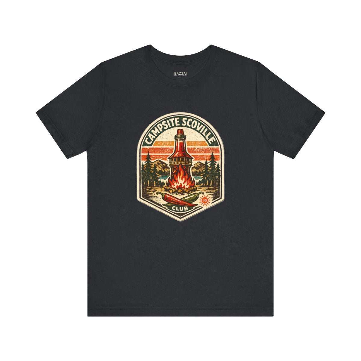 Camping Hot Sauce Gift T-Shirt — Campsite Scoville Club — t-shirt design by Sol