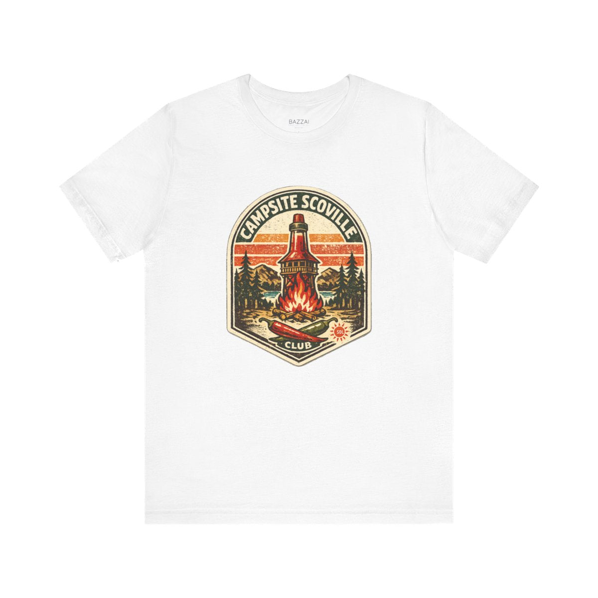 Camping Hot Sauce Gift T-Shirt — Campsite Scoville Club — t-shirt design by Sol