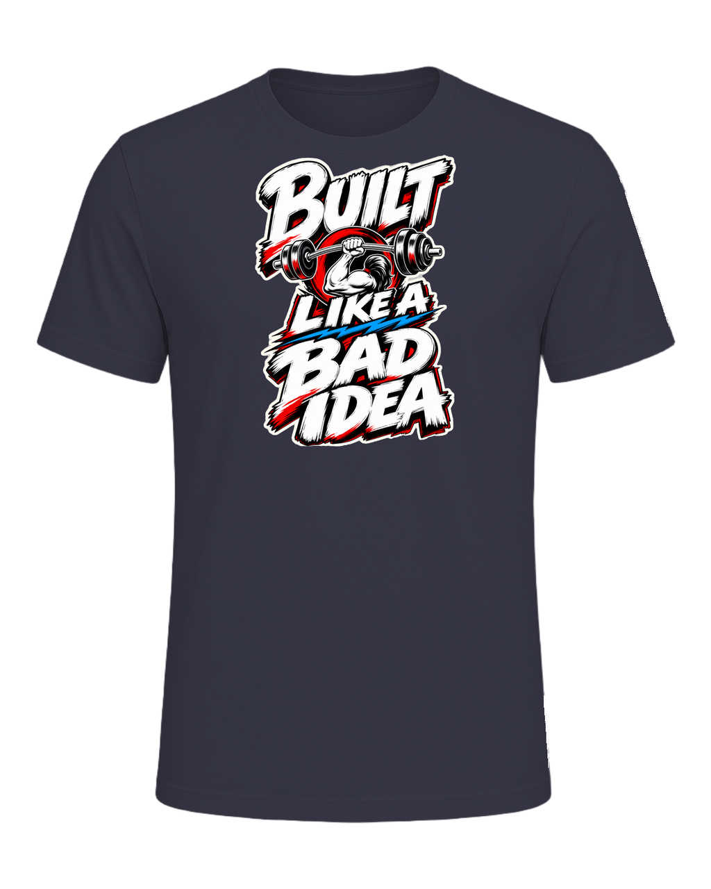 Built Like A Bad Idea Gym Tee — Heather Midnight Navy