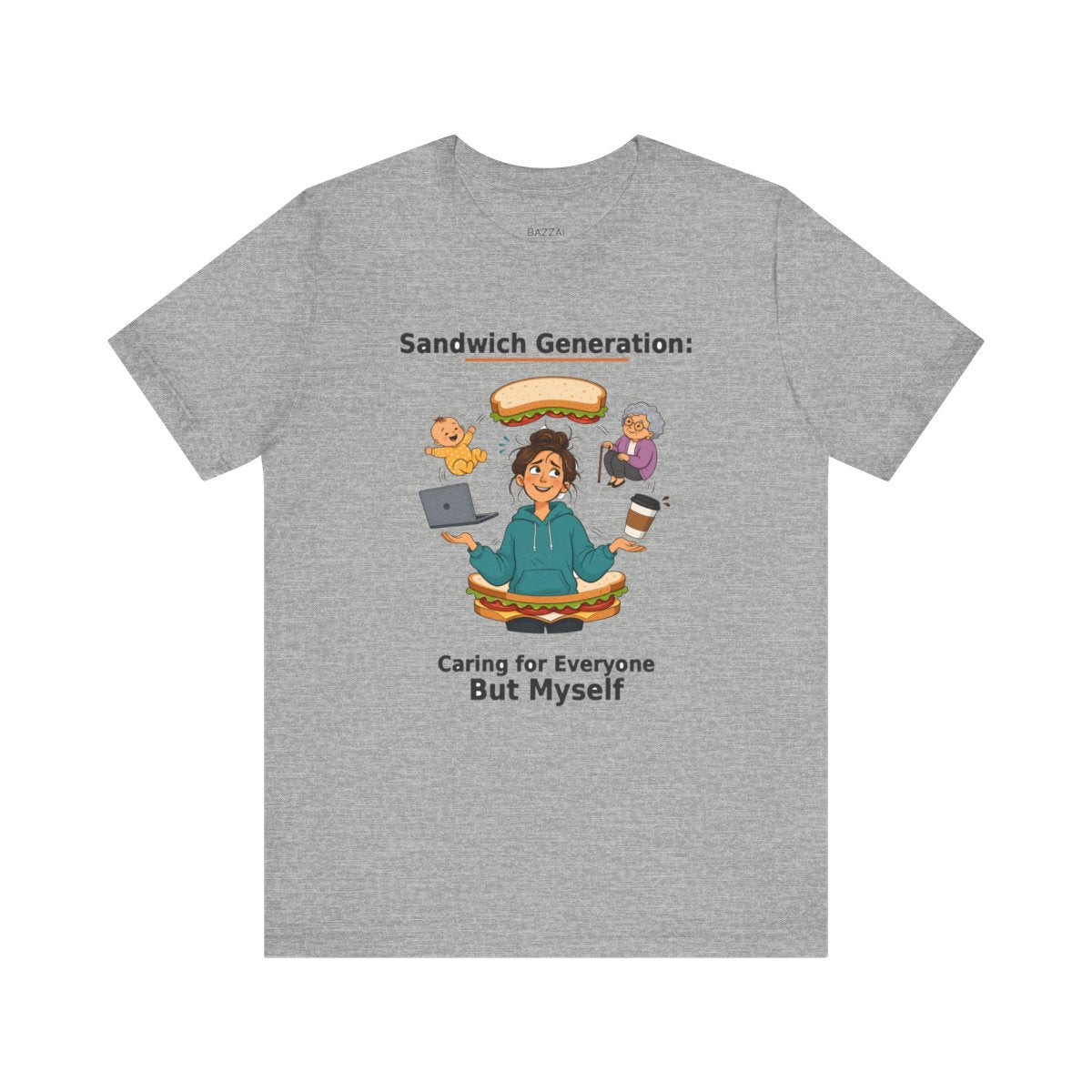 Sandwich Generation T-Shirt — Caring Up and Down — t-shirt design