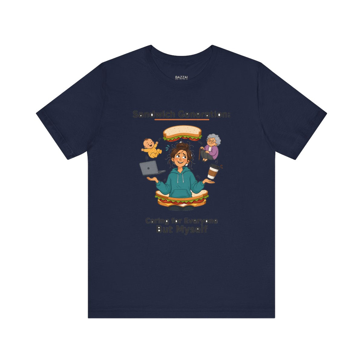 Sandwich Generation T-Shirt — Caring Up and Down — t-shirt design