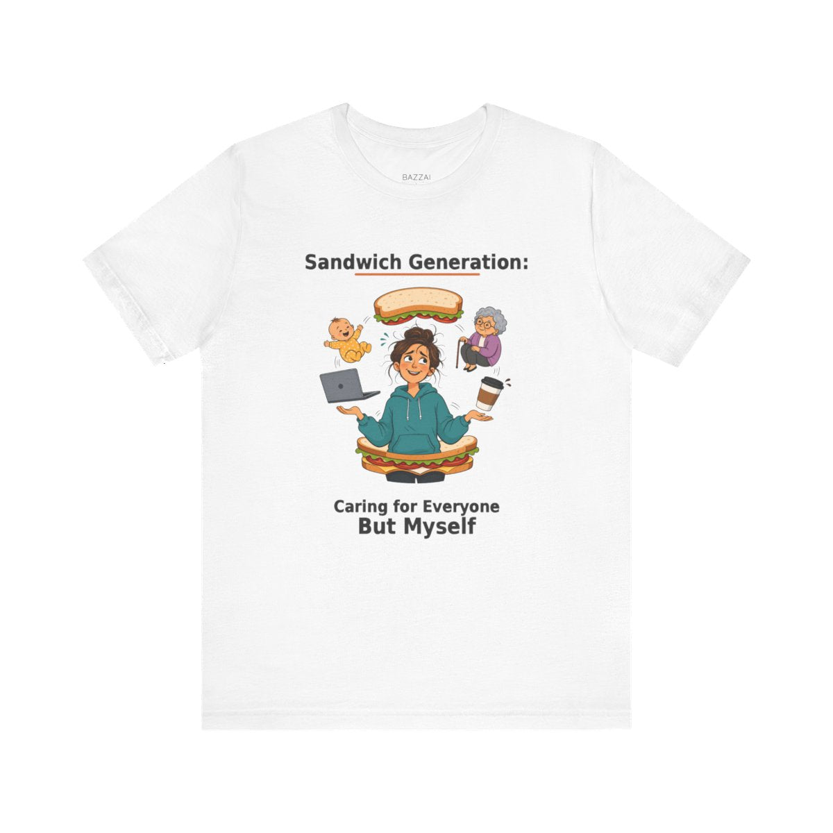 Sandwich Generation T-Shirt — Caring Up and Down — t-shirt design