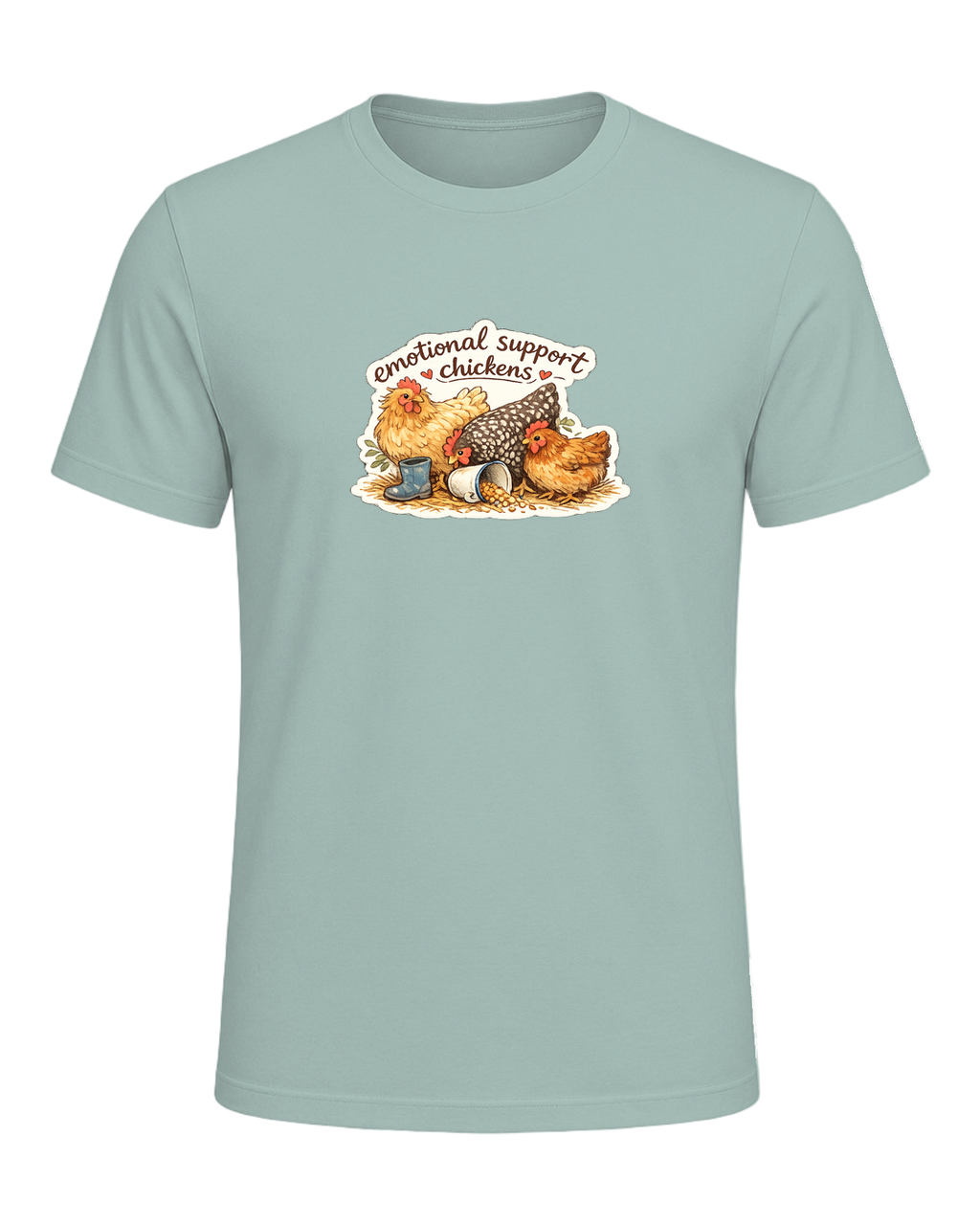 Emotional Support Chickens Tee — Dusty Blue