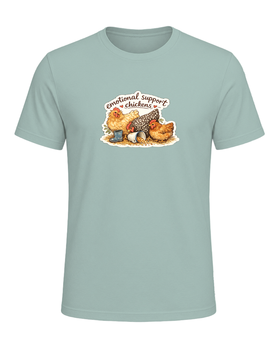 Emotional Support Chickens Tee — Dusty Blue