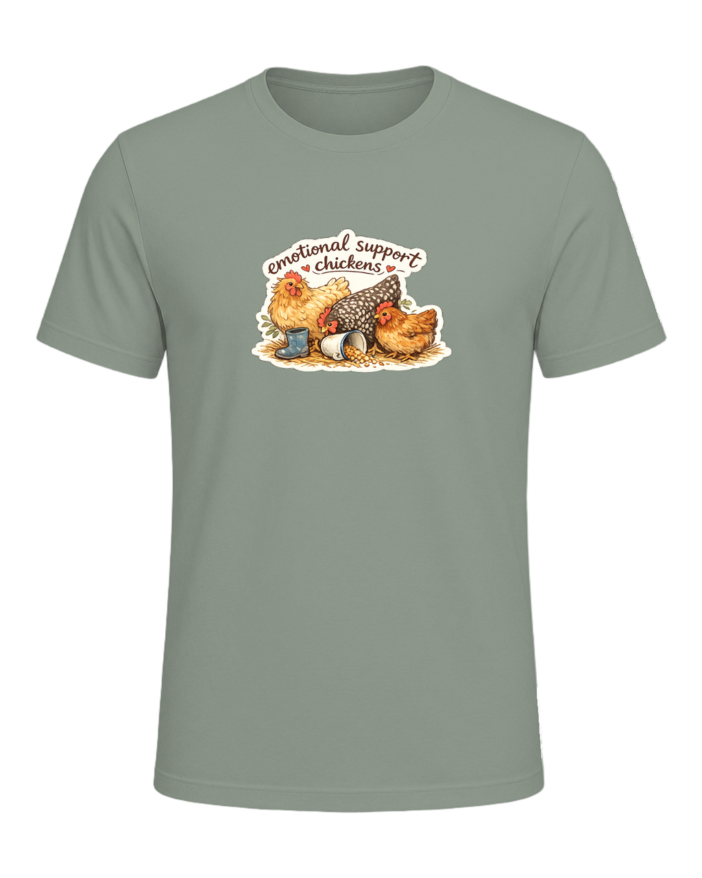 Emotional Support Chickens Tee — Sage