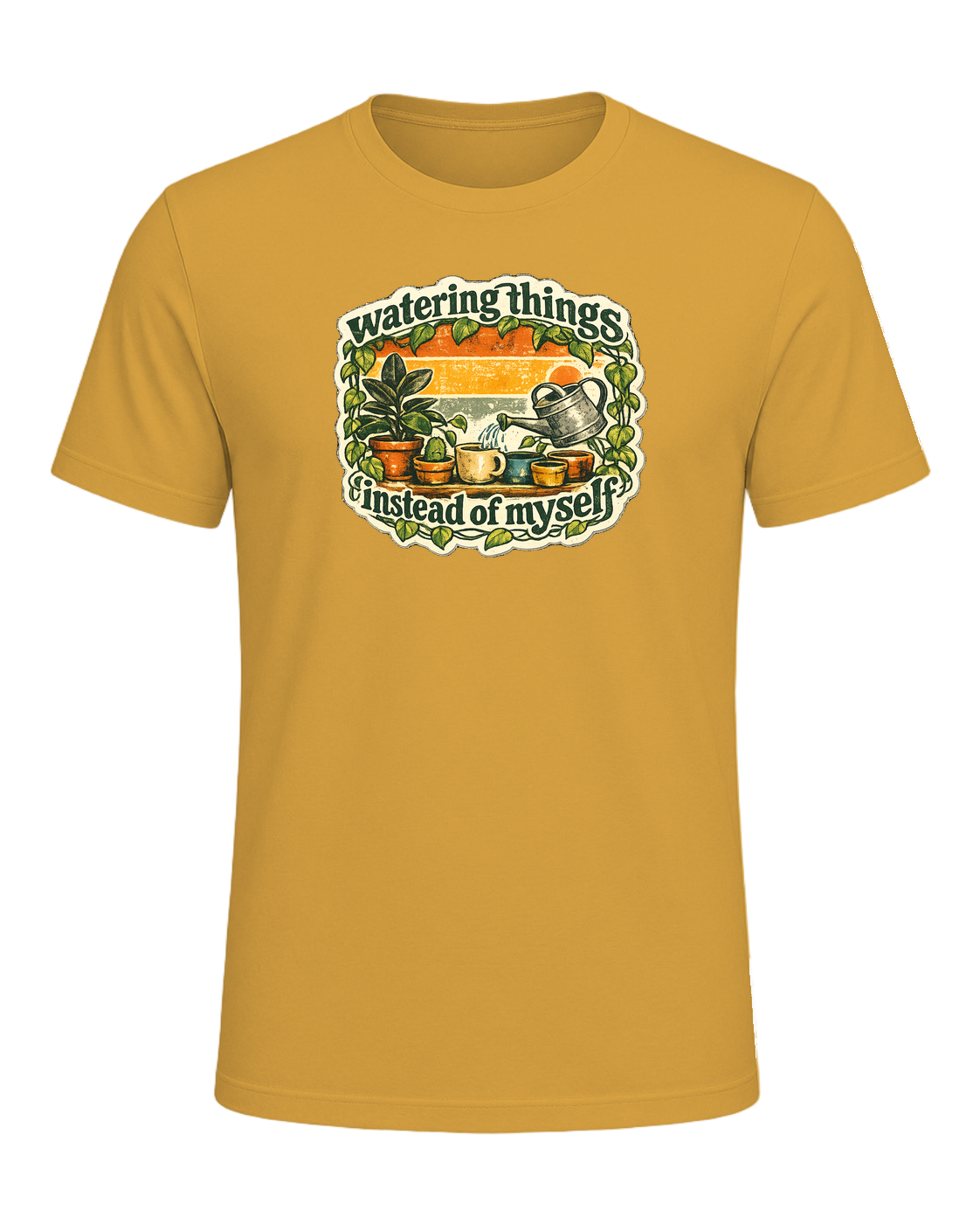 Watering Things Instead Of Myself Tee — Heather Mustard