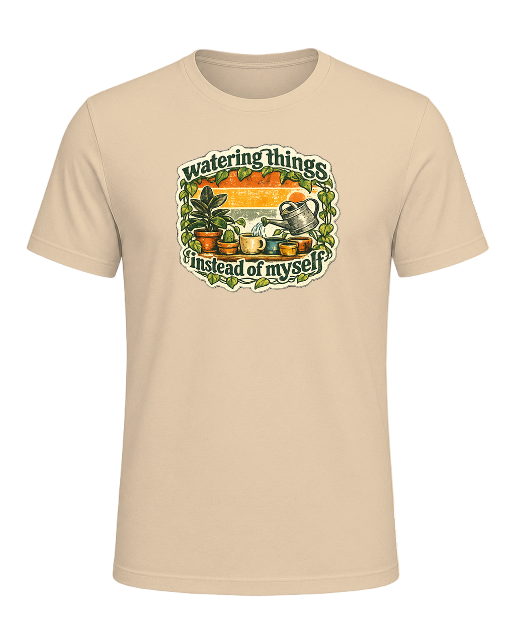 Watering Things Instead Of Myself Tee — Soft Cream