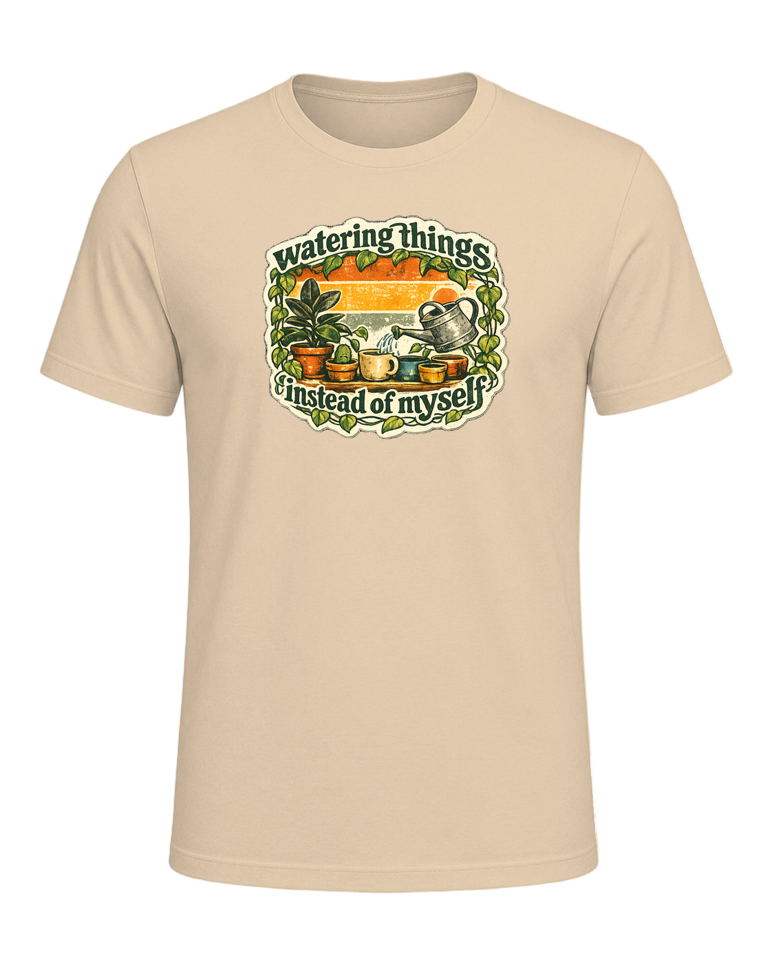 Watering Things Instead Of Myself Tee — Soft Cream