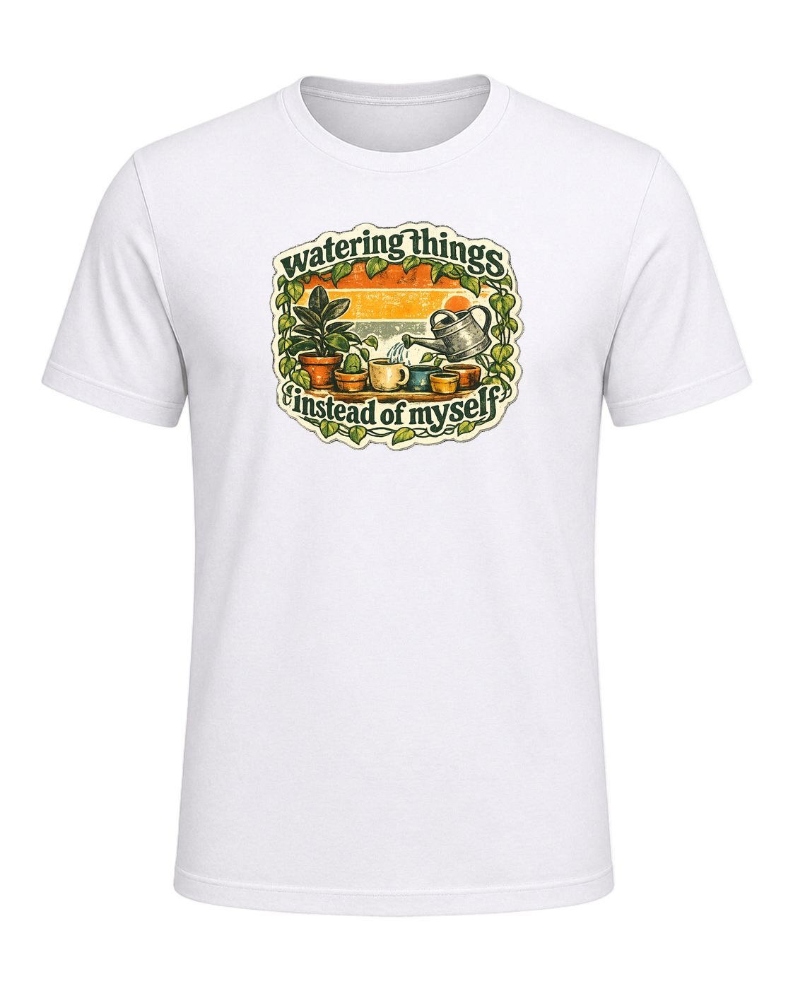 Watering Things Instead Of Myself Tee — White