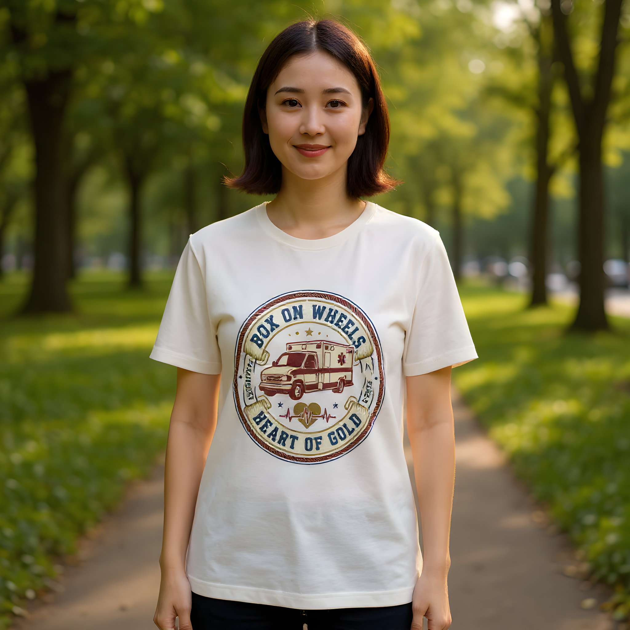 Ambulance Crew T-Shirt — Box on Wheels, Heart of Gold — t-shirt design