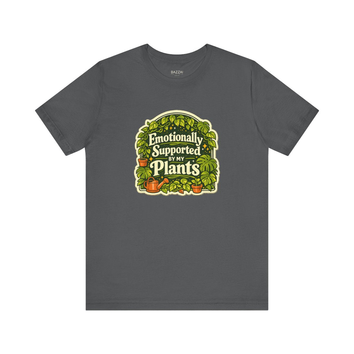 Plant Lover Gift T-Shirt — Emotionally Supported by My Plants — plant mom t-shirt design by Margaux