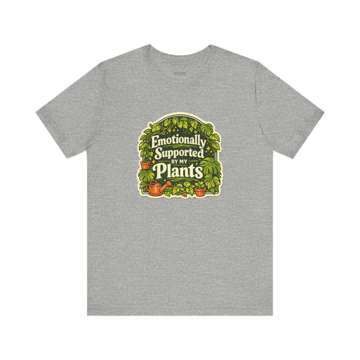 Plant Lover Gift T-Shirt — Emotionally Supported by My Plants — plant mom t-shirt design by Margaux