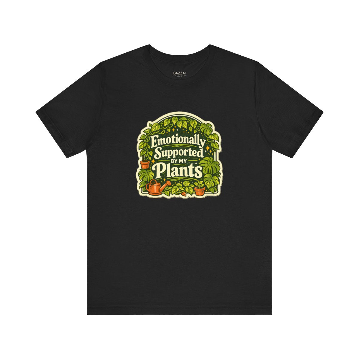 Plant Lover Gift T-Shirt — Emotionally Supported by My Plants — plant mom t-shirt design by Margaux