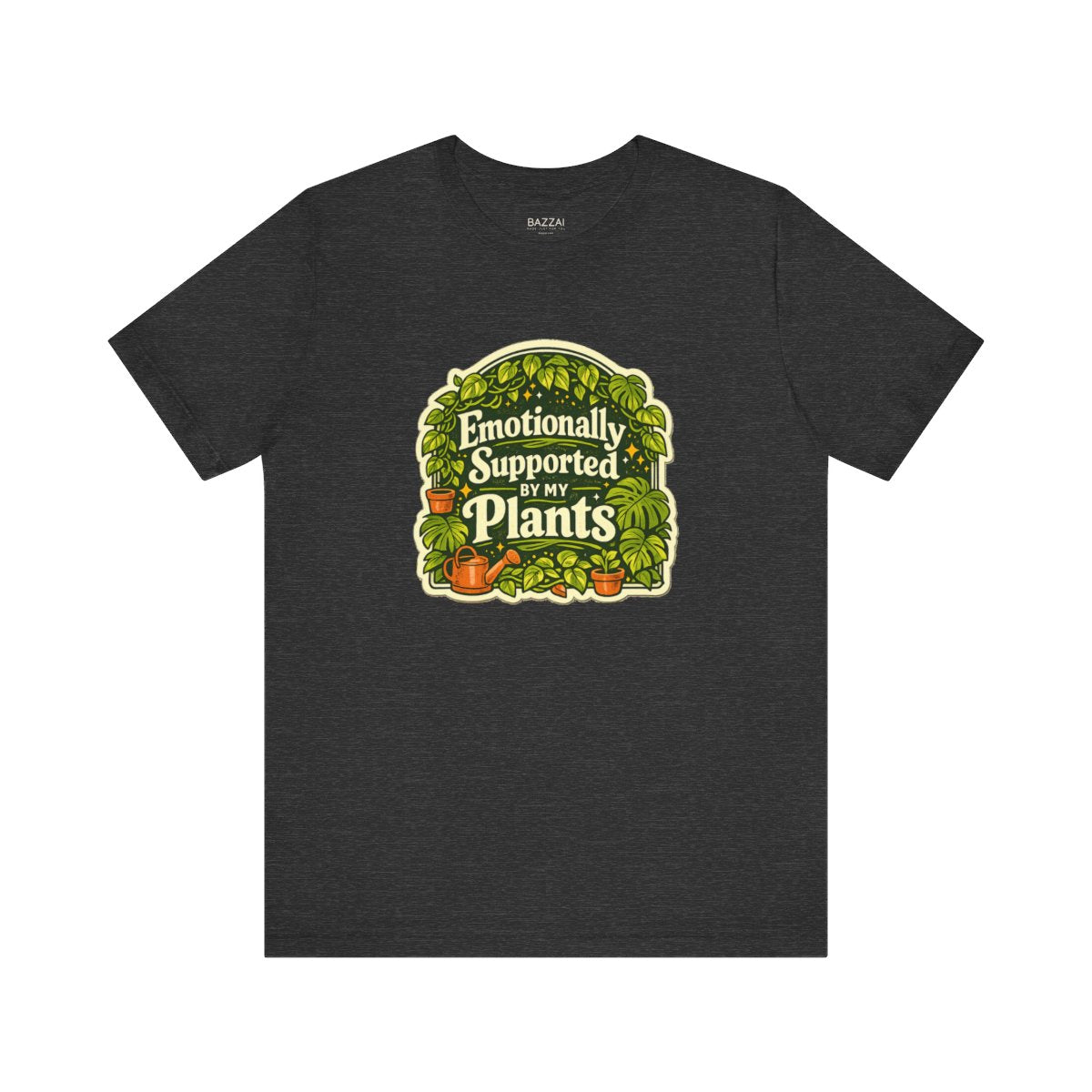 Plant Lover Gift T-Shirt — Emotionally Supported by My Plants — plant mom t-shirt design by Margaux