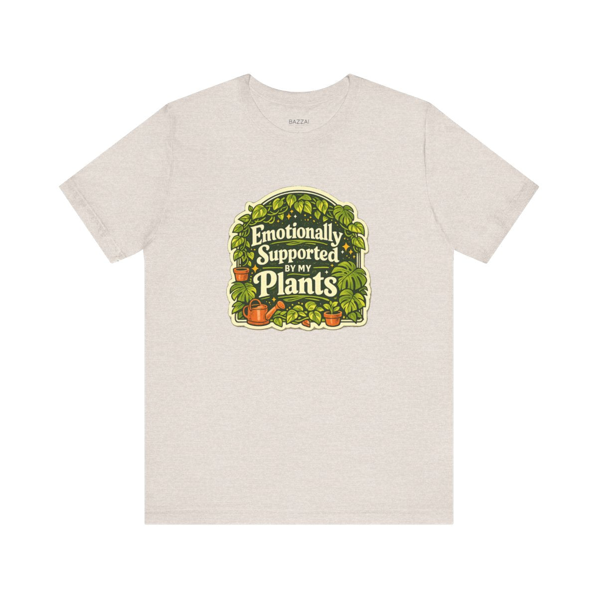 Plant Lover Gift T-Shirt — Emotionally Supported by My Plants — plant mom t-shirt design by Margaux