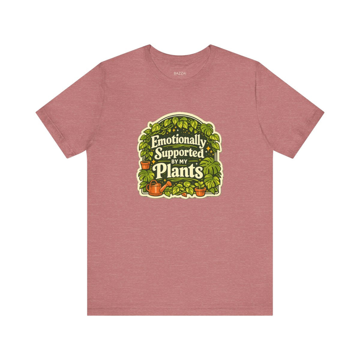 Plant Lover Gift T-Shirt — Emotionally Supported by My Plants — plant mom t-shirt design by Margaux
