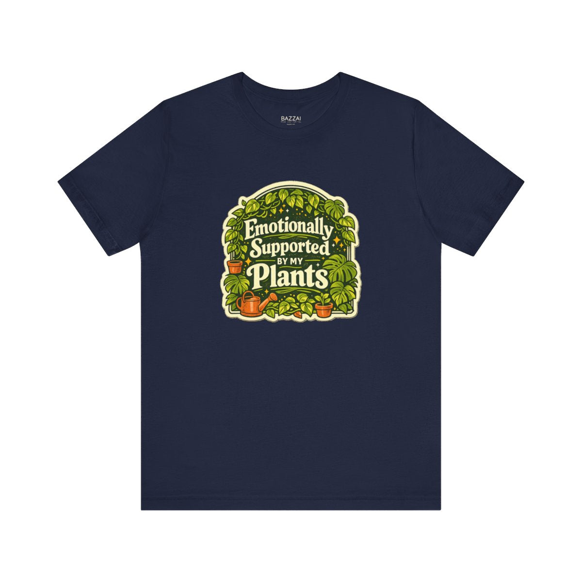 Plant Lover Gift T-Shirt — Emotionally Supported by My Plants — plant mom t-shirt design by Margaux