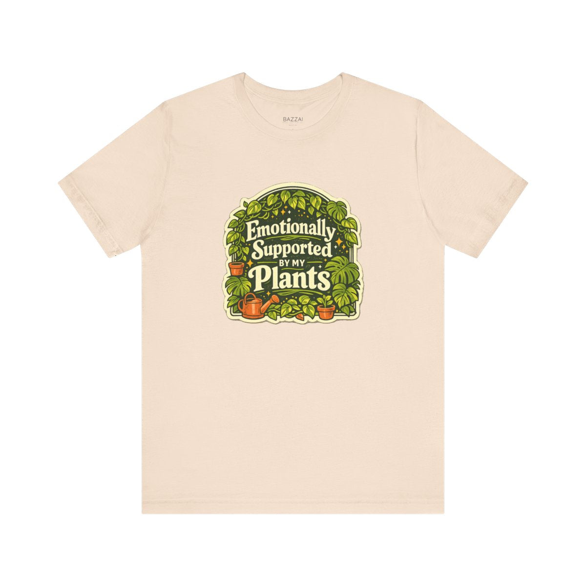 Plant Lover Gift T-Shirt — Emotionally Supported by My Plants — plant mom t-shirt design by Margaux