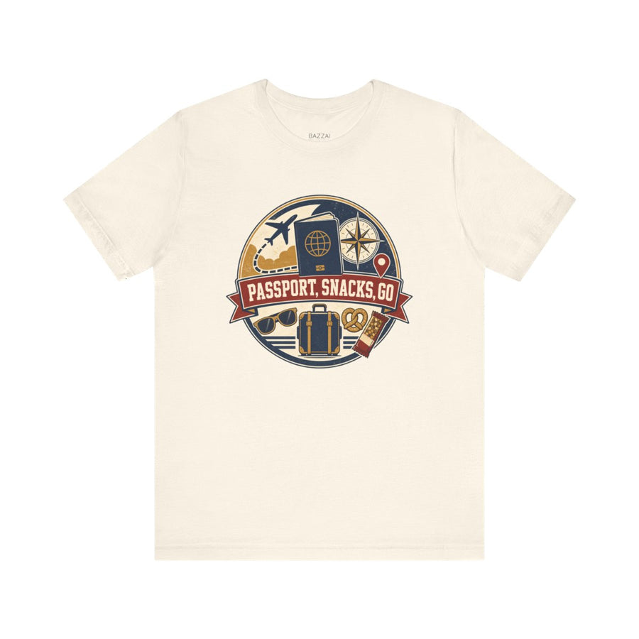 Traveler Gift T-Shirt — Passport, Snacks, Go