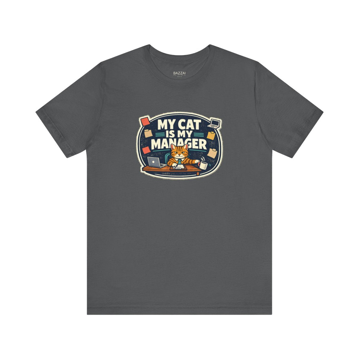 Funny Cat Mom T-Shirt — The Cat Runs This Household — t-shirt design by Margaux