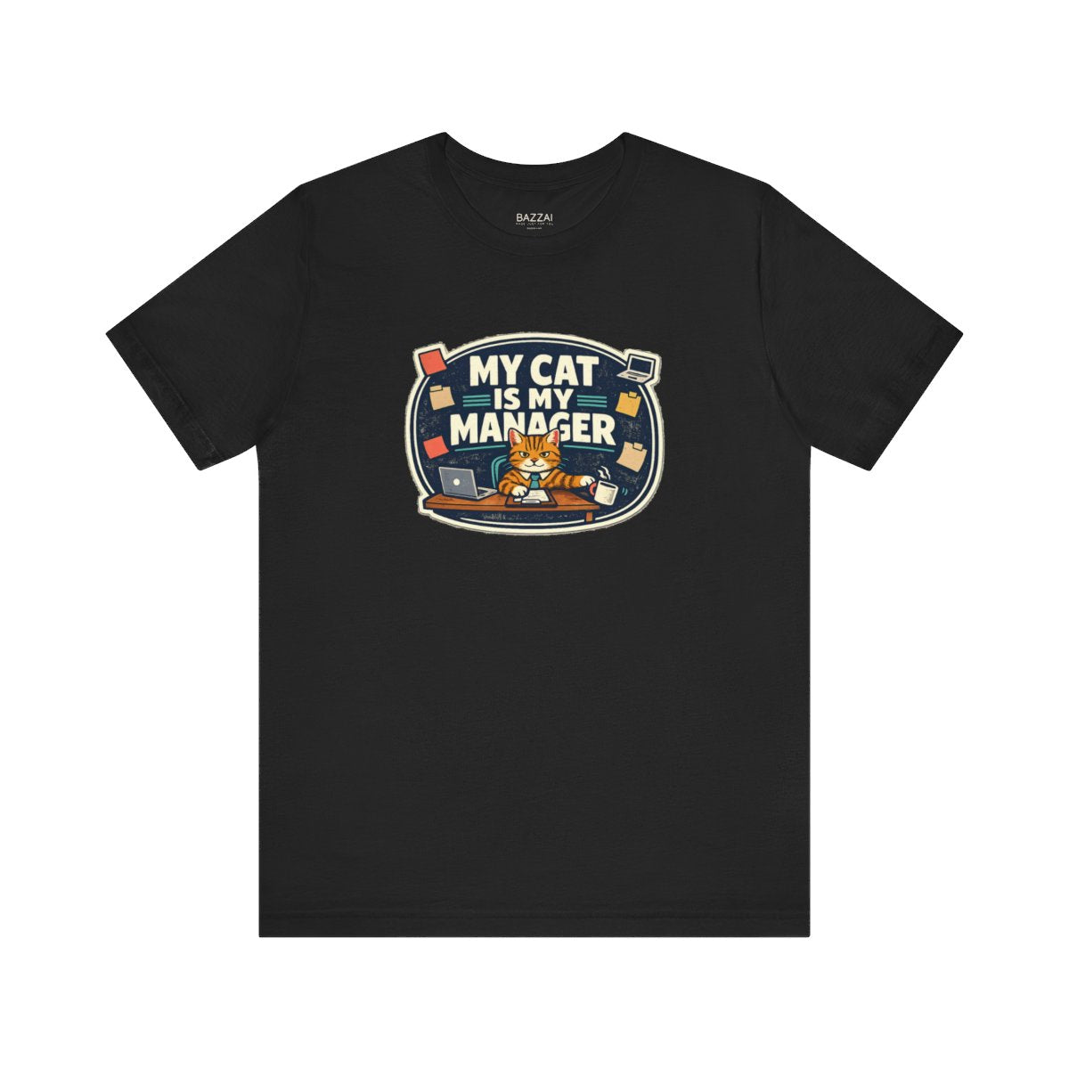 Funny Cat Mom T-Shirt — The Cat Runs This Household — t-shirt design by Margaux
