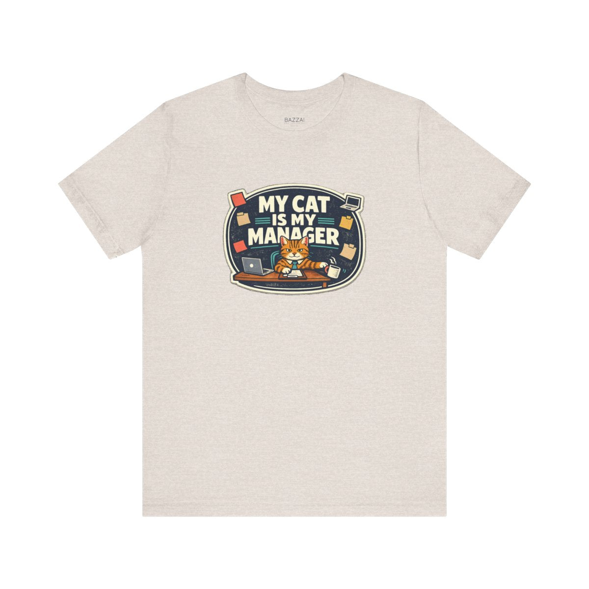 Funny Cat Mom T-Shirt — The Cat Runs This Household — t-shirt design by Margaux