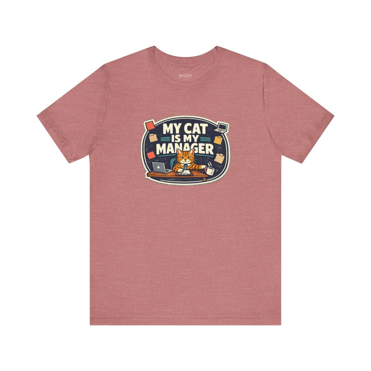Funny Cat Mom T-Shirt — The Cat Runs This Household — t-shirt design by Margaux