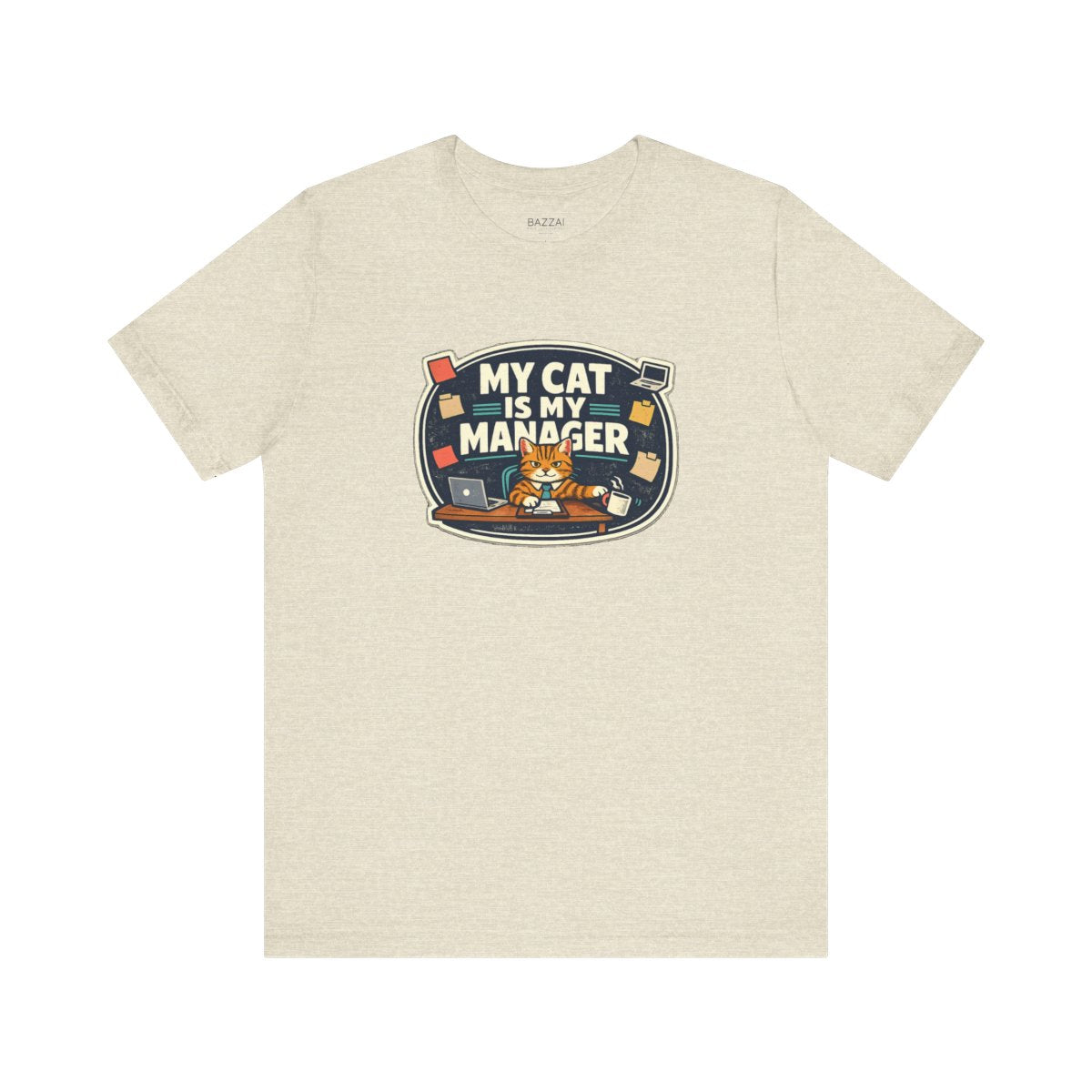 Funny Cat Mom T-Shirt — The Cat Runs This Household — t-shirt design by Margaux