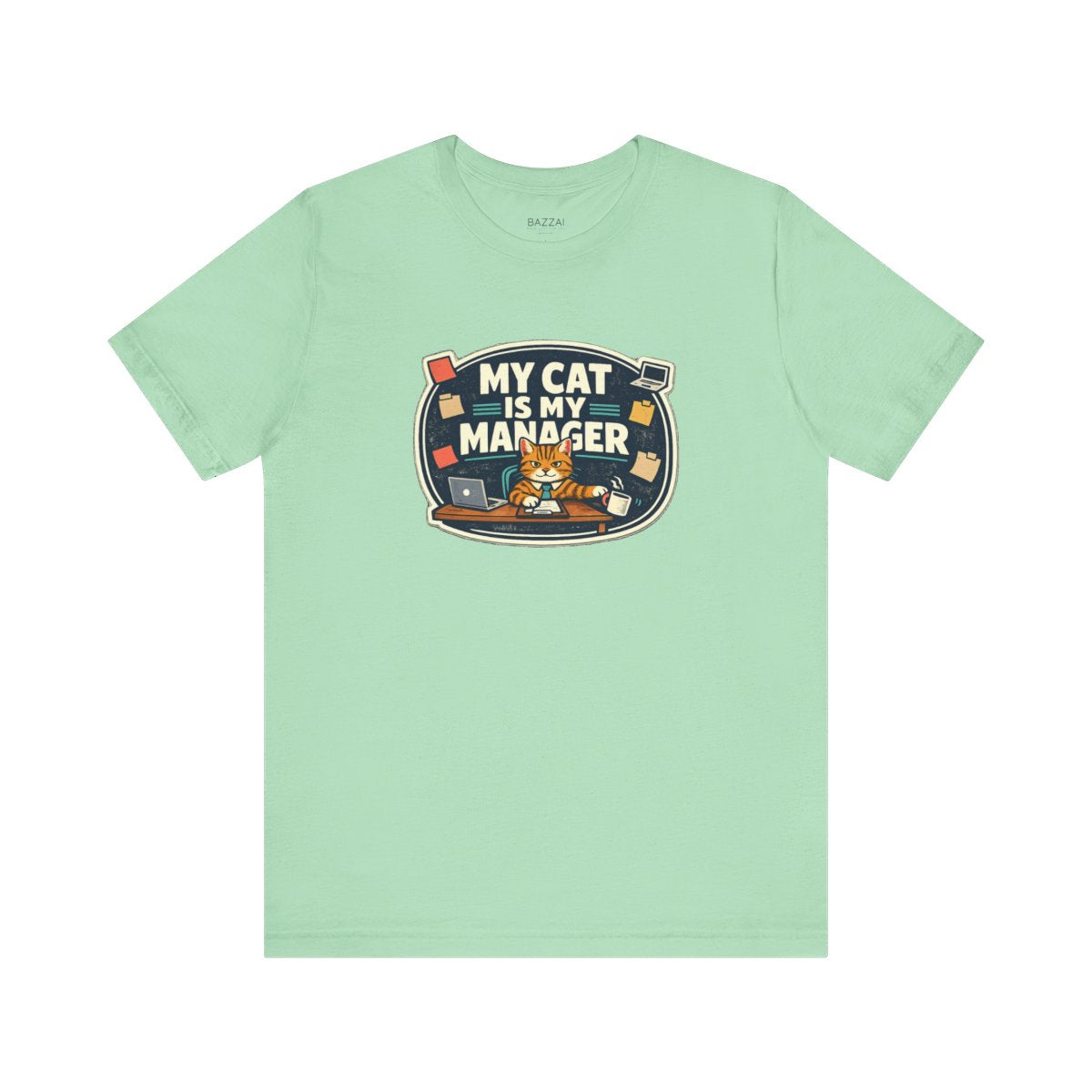 Funny Cat Mom T-Shirt — The Cat Runs This Household — t-shirt design by Margaux