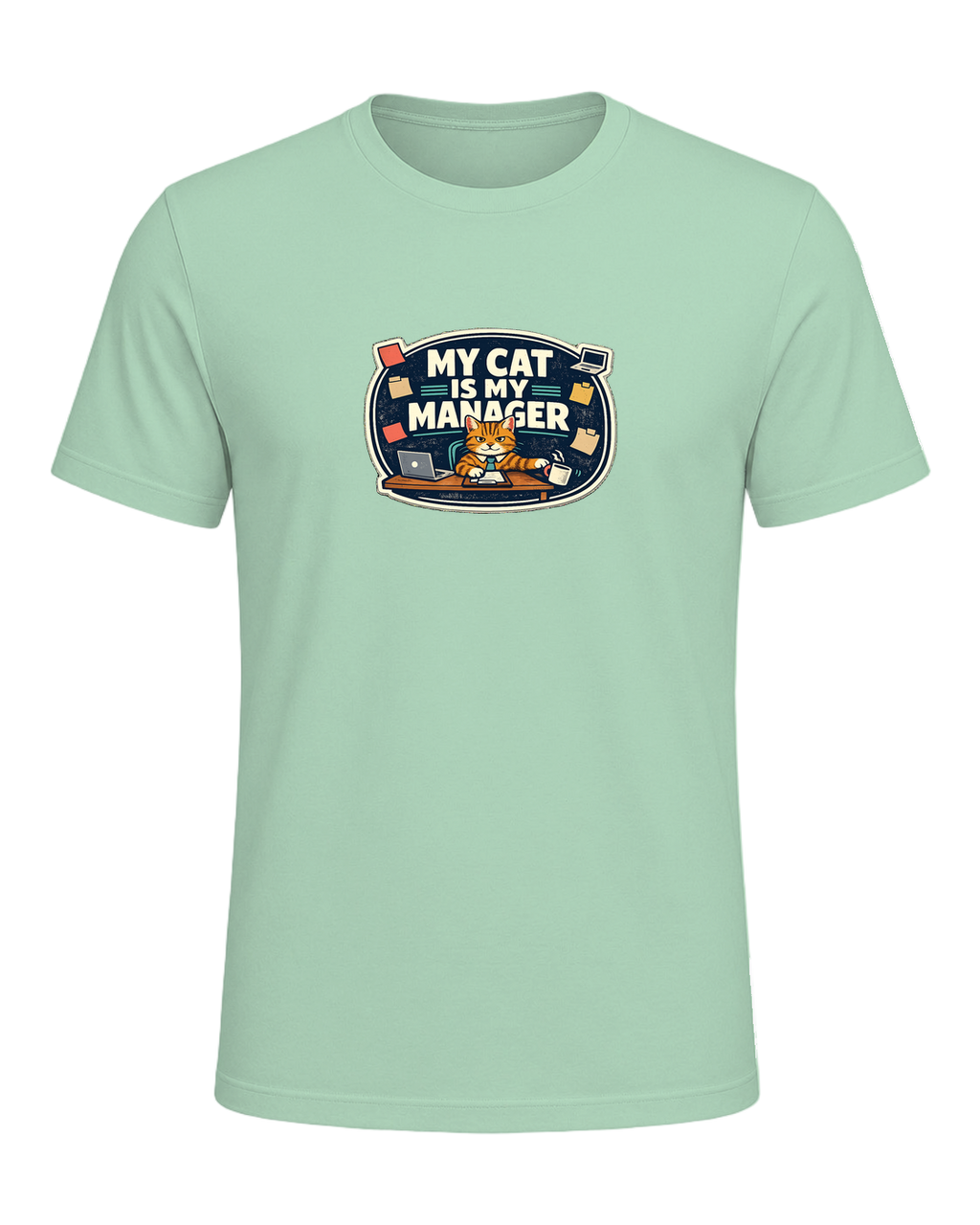 A funny cat-parent tee for people whose cat clearly runs the household. — Mint