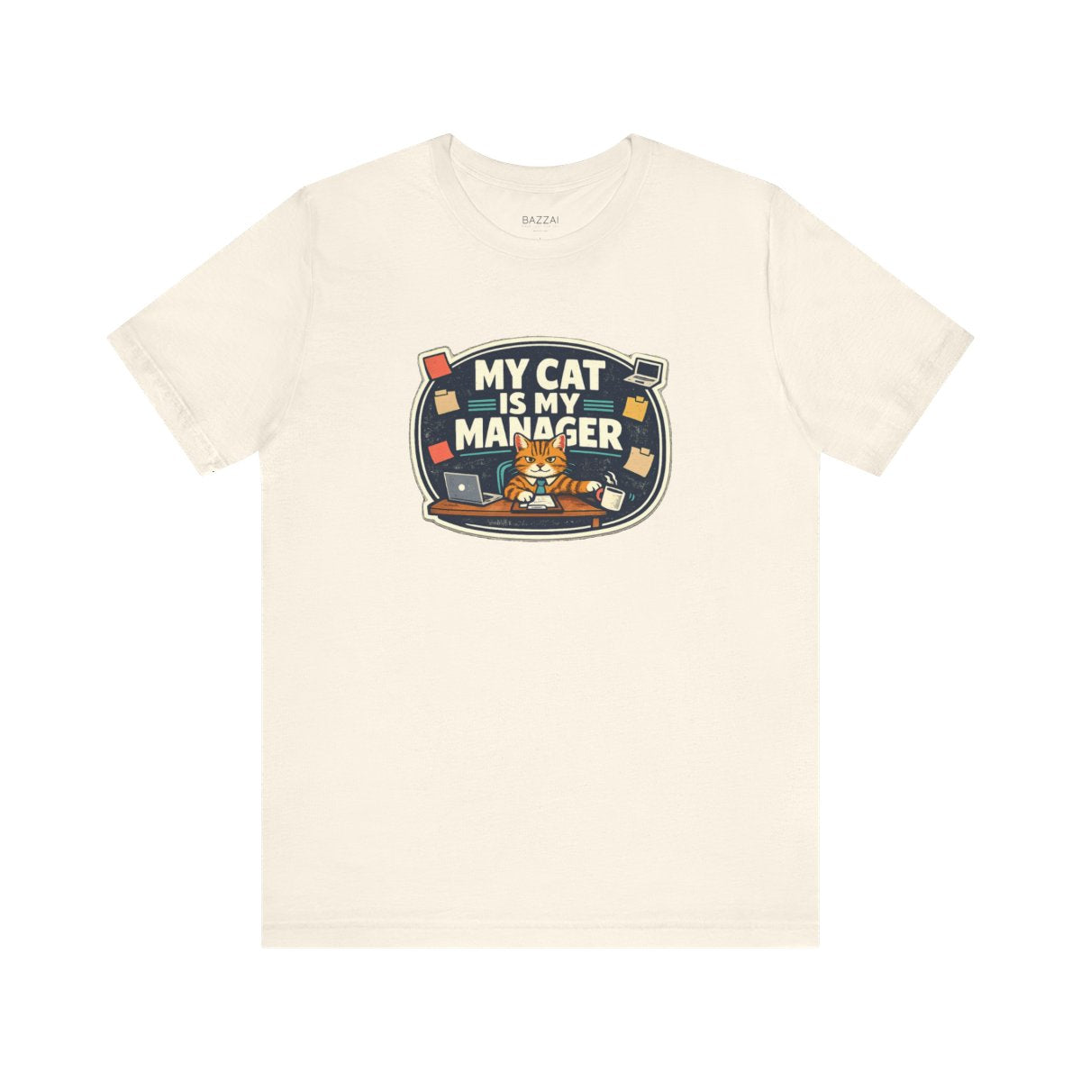 Funny Cat Mom T-Shirt — The Cat Runs This Household — t-shirt design by Margaux