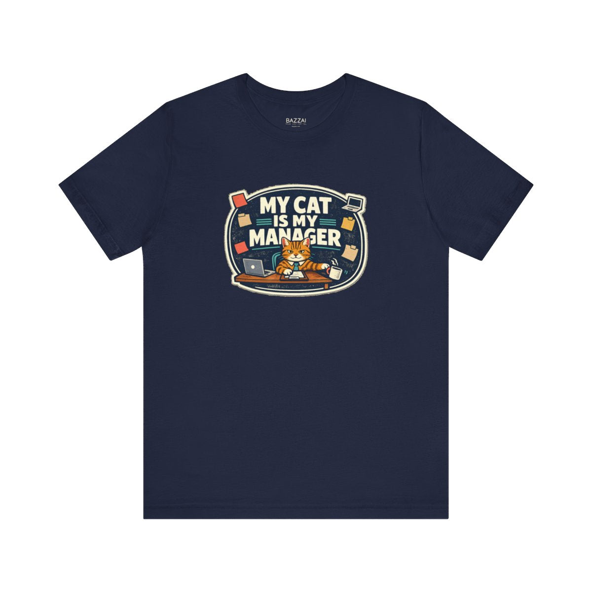 Funny Cat Mom T-Shirt — The Cat Runs This Household — t-shirt design by Margaux