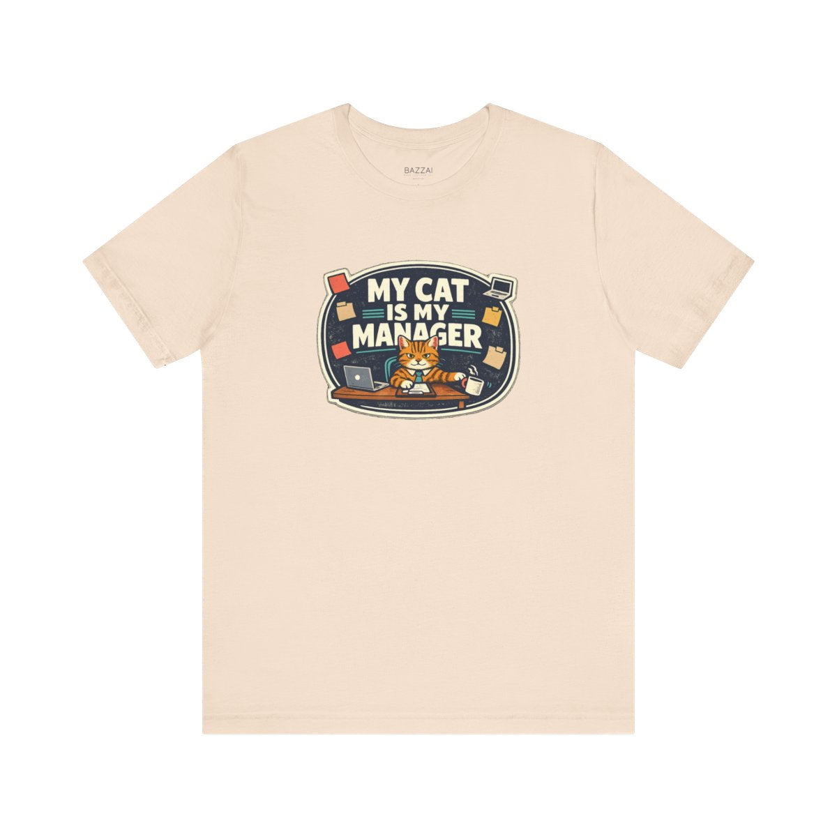 Funny Cat Mom T-Shirt — The Cat Runs This Household — t-shirt design by Margaux