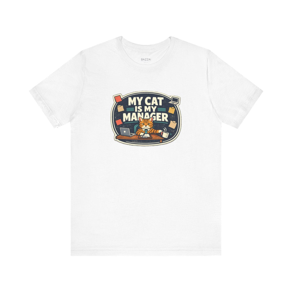 Funny Cat Mom T-Shirt — The Cat Runs This Household — t-shirt design by Margaux
